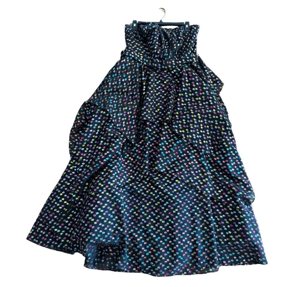 Marchesa Notte Womens Black Rainbow Polka Dot Strapless Mini Dress Size 14